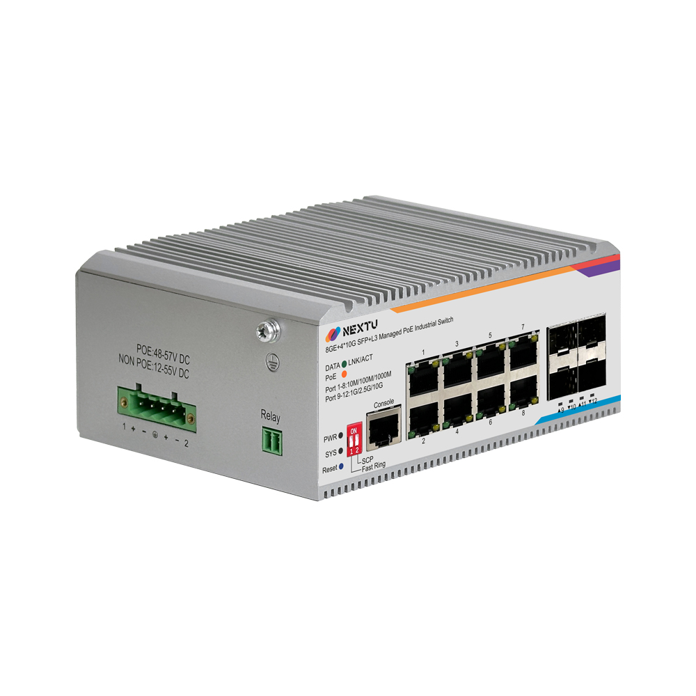 넥스트유 피아밴 산업용 8포트 1G 10G 4SFP L3 POE 인터넷 스위칭 허브 - 상세 이미지 3