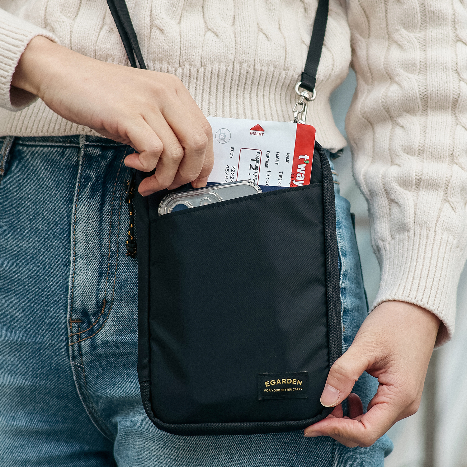 에가든 트래블러 올인원 패스포트 RFID차단 안티스키밍 여행용 지갑 여권 케이스 가방 스트랩 포함