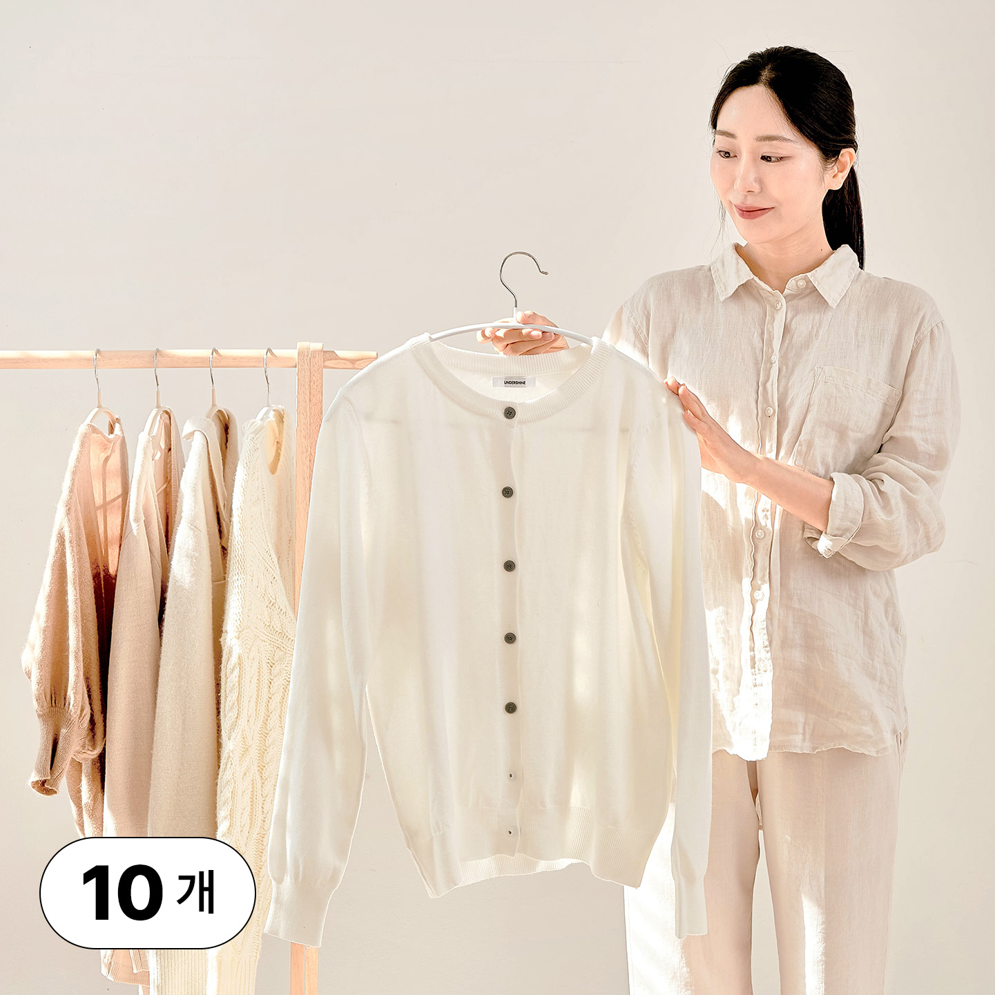 얼라이브즈 논슬립 어깨뿔방지 멀티 코팅 라운드 니트 옷걸이- 그레이, 10개