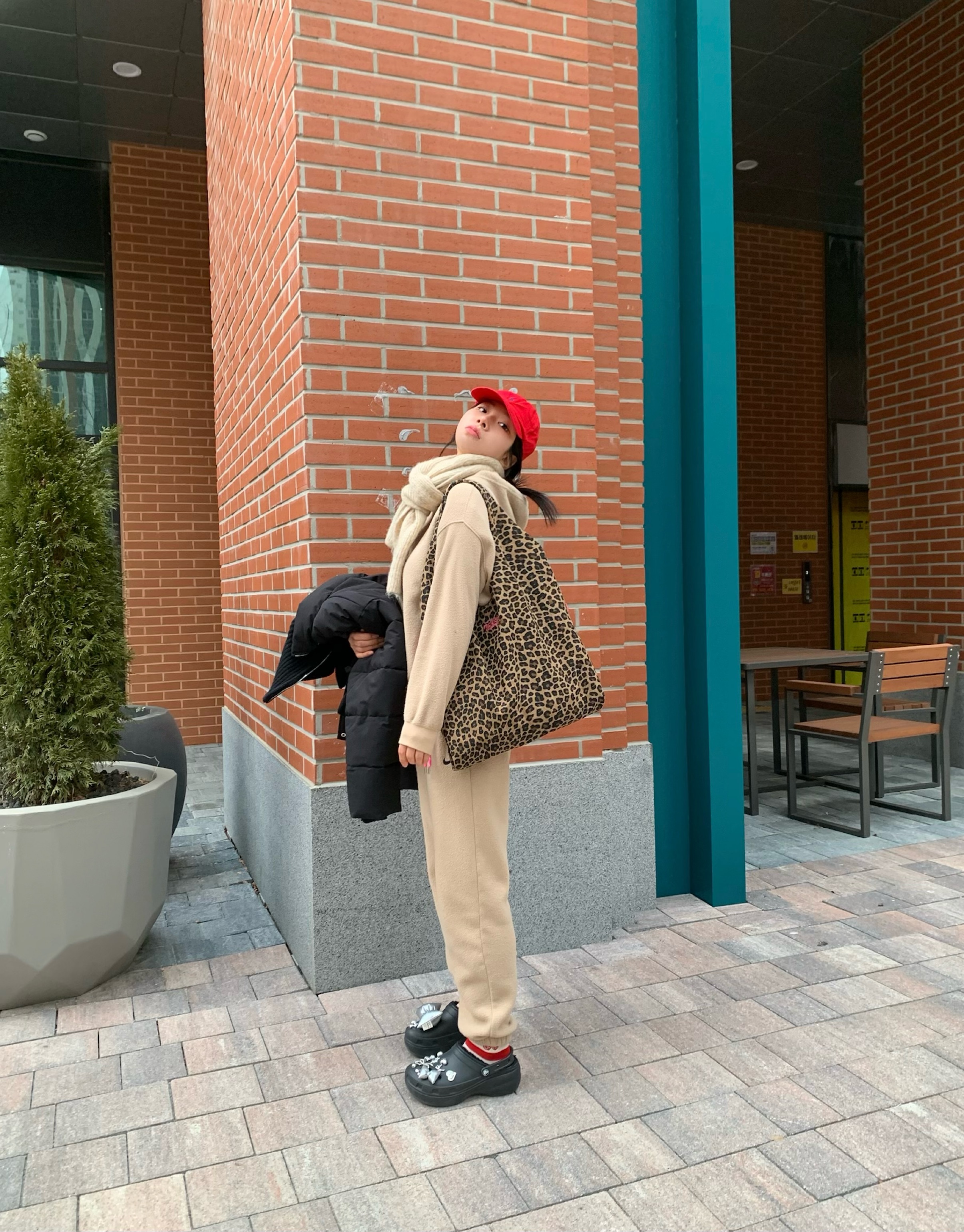 mddas 호피 데일리백 가벼운 여성 숄더백 호보백 보부상가방 양면 나일론 빅 크로스 백