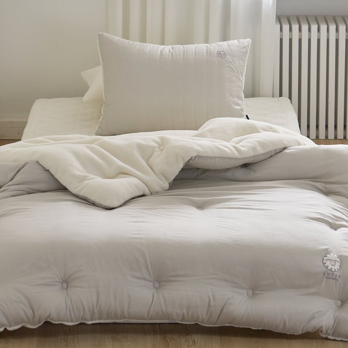 뽀글이 고밀도 순면 양털 극세사패드 이불세트 빅사이즈 슈퍼싱글 퀸킹침대패드 겨울이불