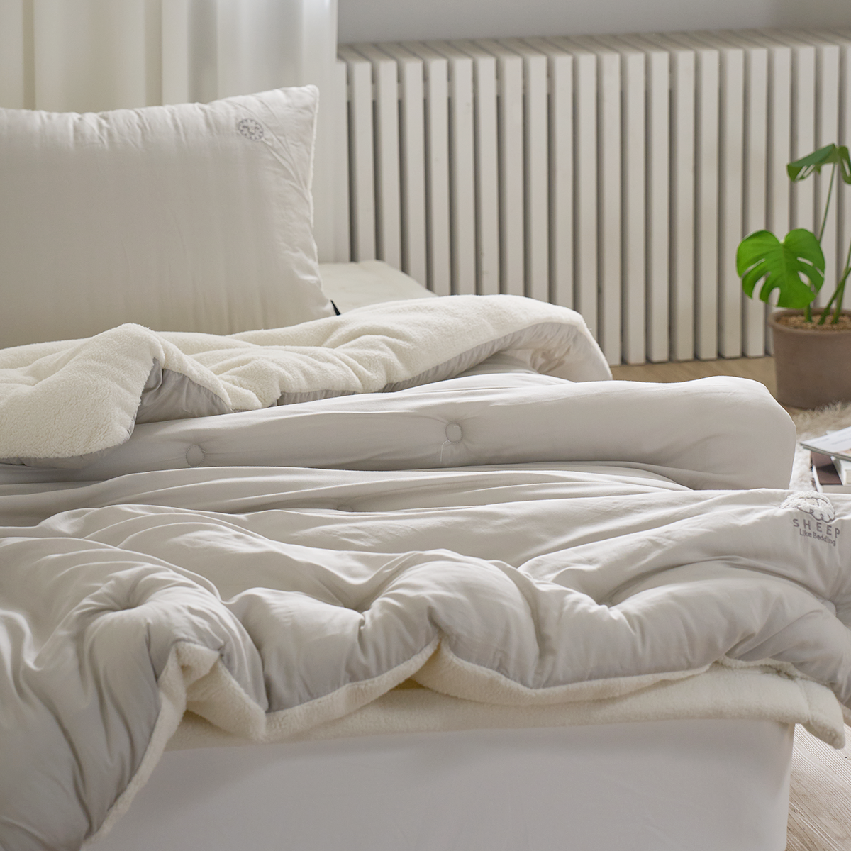 뽀글이 고밀도 순면 양털 극세사패드 이불세트 빅사이즈 슈퍼싱글 퀸킹침대패드 겨울이불