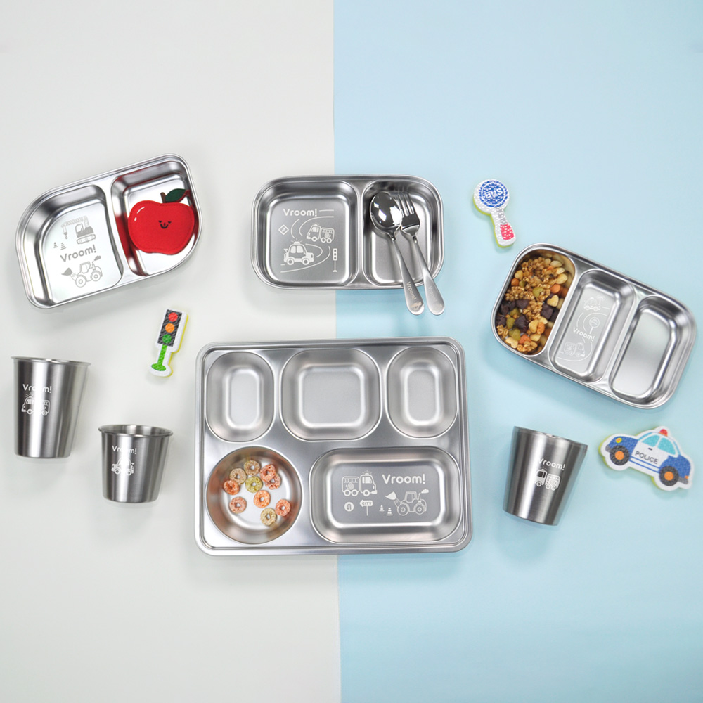 키친유 부릉부릉 스텐 304 컵 350ml 유아 물컵 양치컵 자동차 어린이집 유치원 준비물