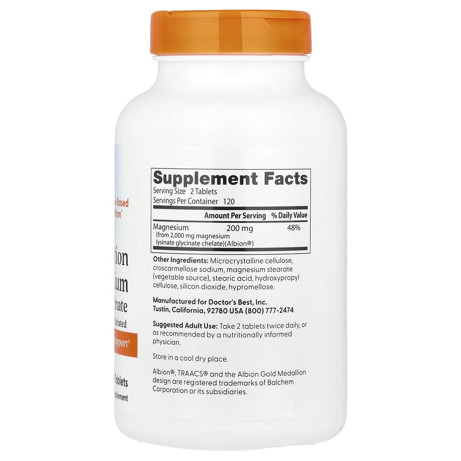 닥터스베스트 하이 엡솔션 마그네슘 킬레이트 200mg 글리시네이트 240정, 2개 - 상세 이미지 2