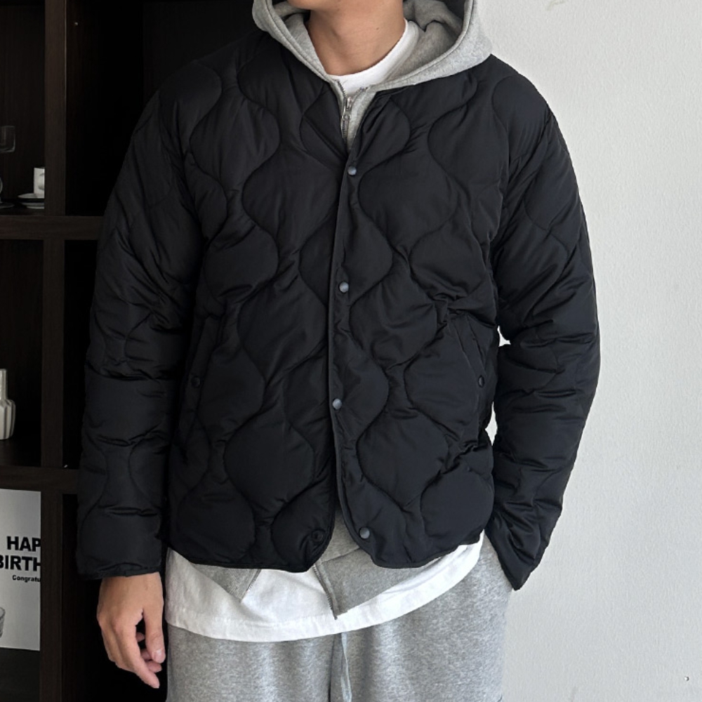 남자 메빈 경량 깔깔이 퀼팅 누빔안감 크롭 자켓 점퍼