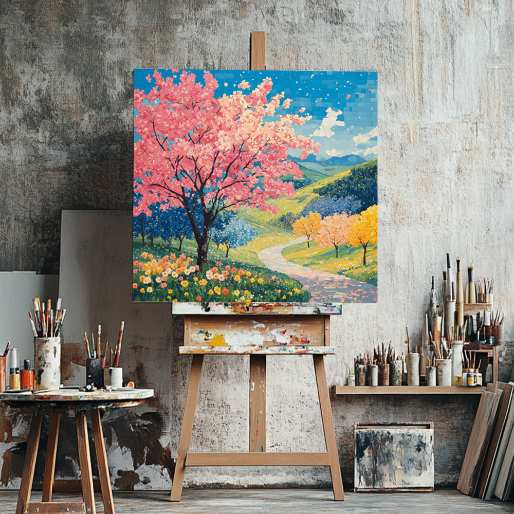 봄의쉼표 45cm x 45cm 캔버스액자 봄그림 - 상세 이미지 4