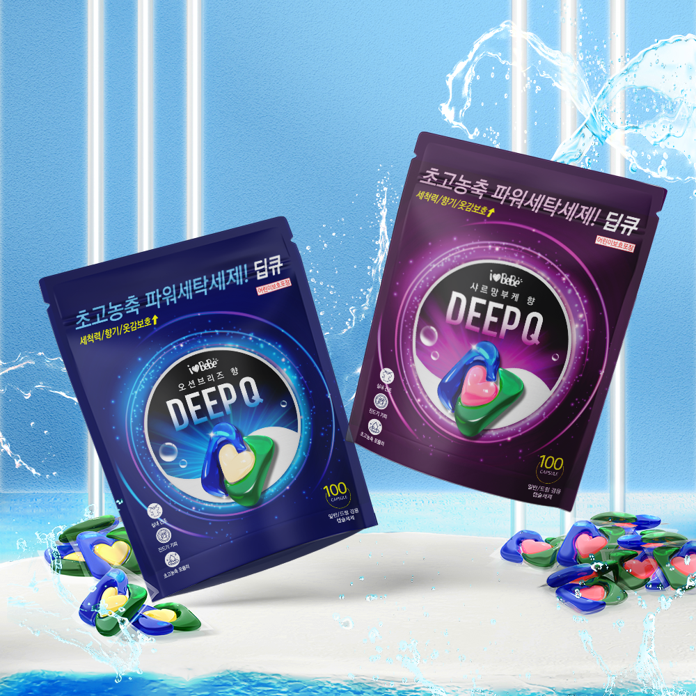 아이러브베베 딥큐 3in1 고농축 캡슐세제 100개 오션브리즈 세탁세제 실내건조 드럼 일반 겸용