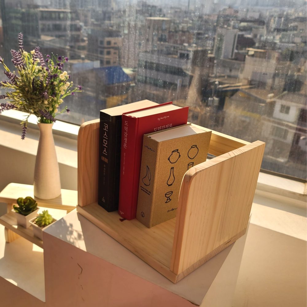 모어우드 책상책꽂이 원목 간이 정리함 미니 책꽂이 1단 2단 제품 이미지