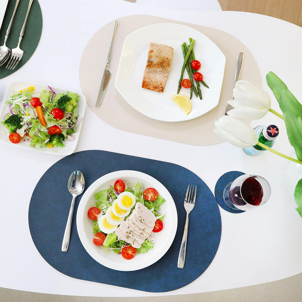 메르 가죽 식탁 테이블매트 PVC PU 투톤 방수 커버 호텔 패드 크리스마스 집들이 선물