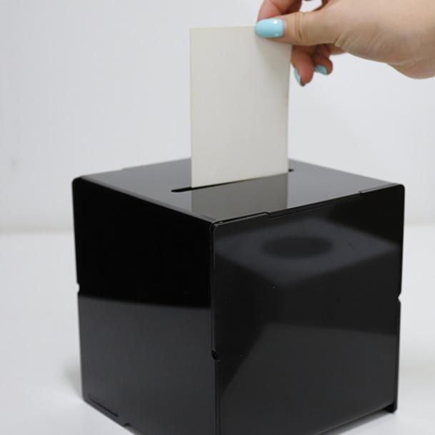 250x250 검정 5T 아크릴통 아크릴투표함 아크릴추첨함 - 메인 이미지