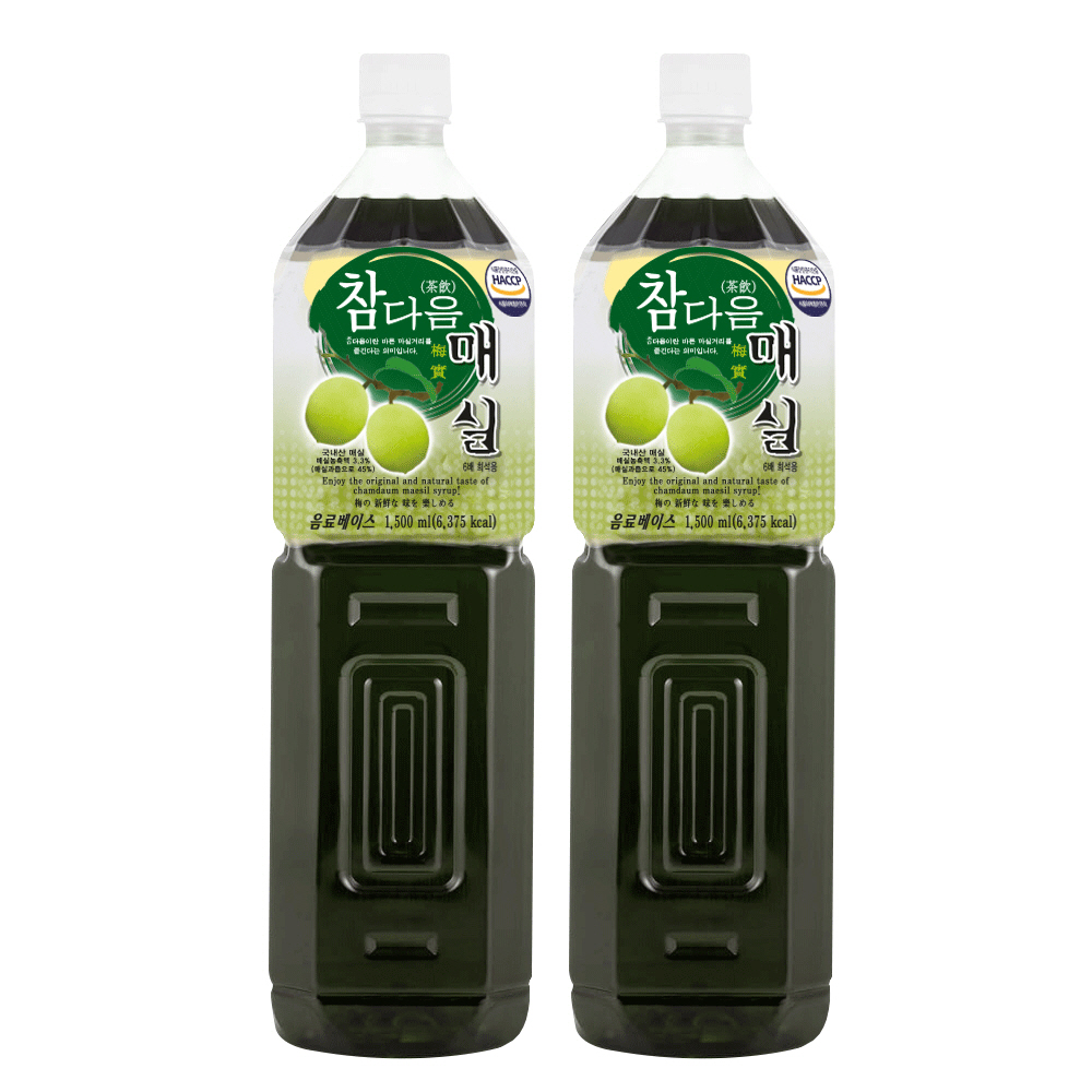 참다음 매실 농축액 엑기스 청 음료 베이스 1.5L 2개 - 상품 이미지