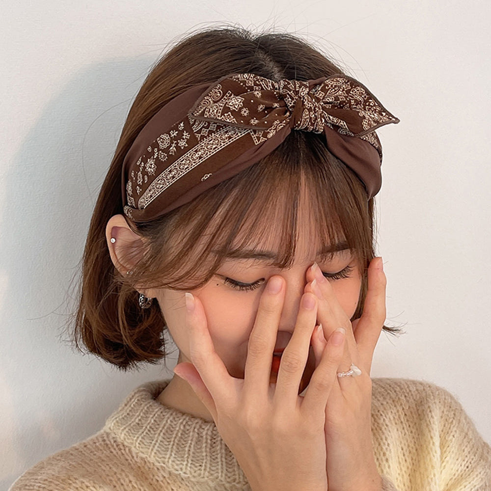 페이즐리 리본머리띠 반다나 와이드헤어밴드 스카프머리띠 헤어터번 여름머리띠 이미지 2