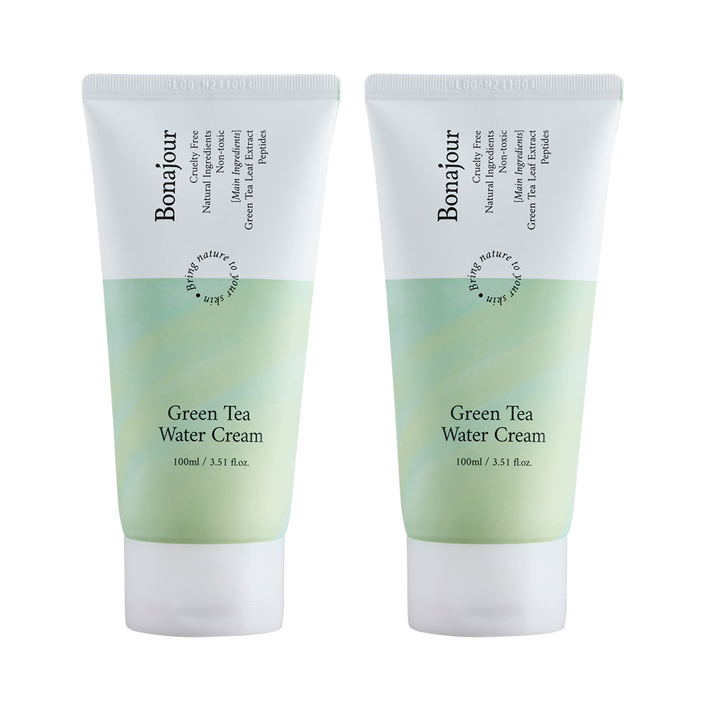 [화잘먹 수분크림] 보나쥬르 비건 그린티 워터크림 100ml, 2개
