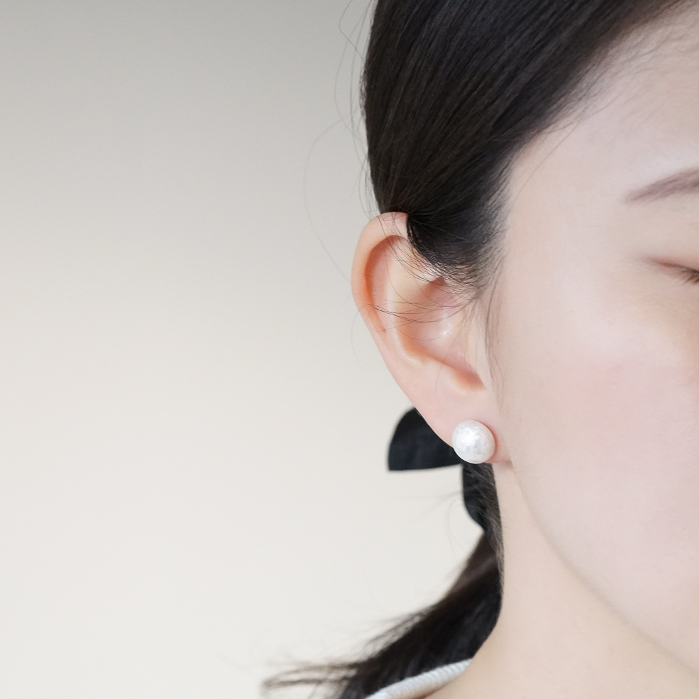 실버925 보름달 은 귀걸이 볼드 스터드 - 메인 이미지