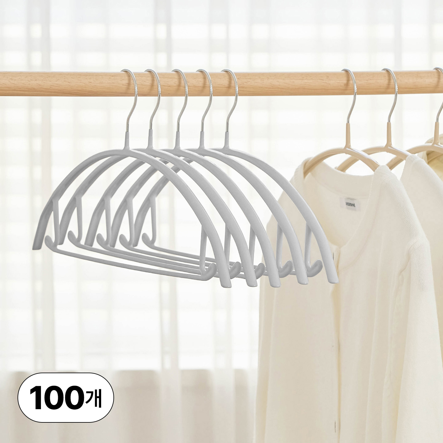 얼라이브즈 논슬립 어깨뿔방지 멀티 코팅 라운드 니트 옷걸이- 그레이, 100개