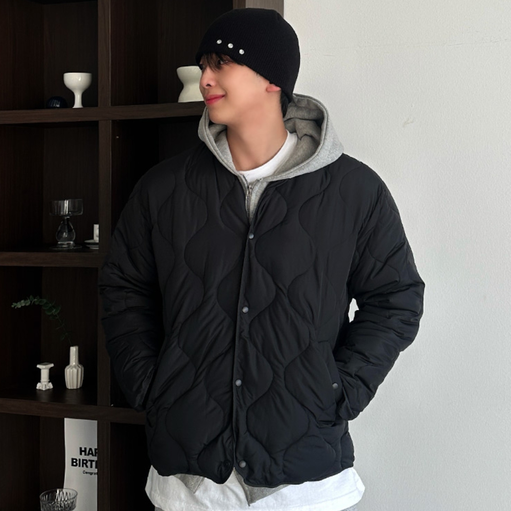 남자 메빈 경량 깔깔이 퀼팅 누빔안감 크롭 자켓 점퍼 - 상세 이미지 4
