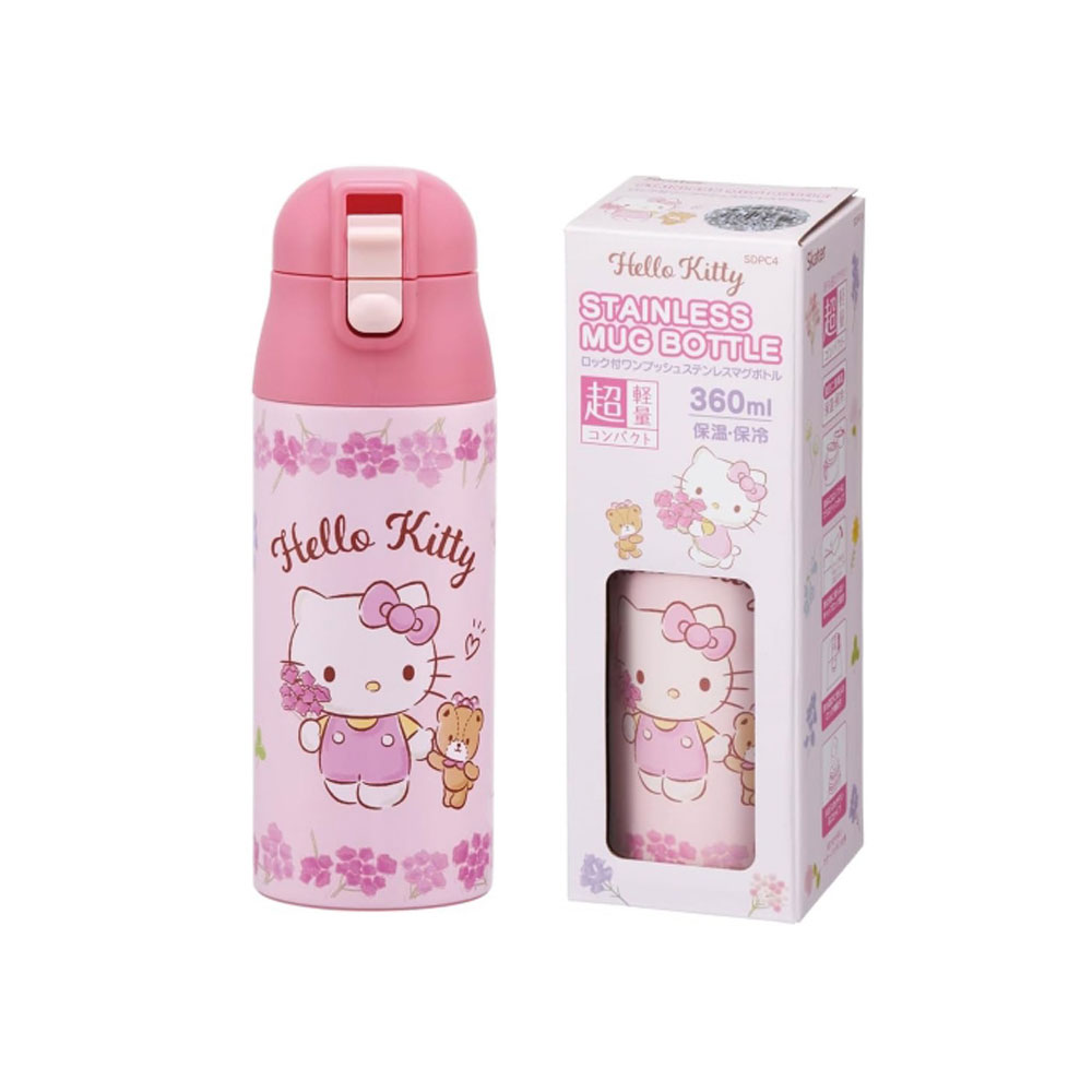 헬로키티 원터치텀블러 360ml 핑크 화이트 레드 보온 보냉 스텐 보틀 - 상세 이미지 2