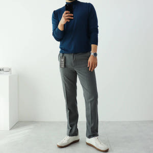 남자 겨울 슬랙스 스판 밴딩 기모 정장바지 남성 바지 9부 10부 착용 후기 | 사이즈/핏 총정리 - 상품 이미지 4