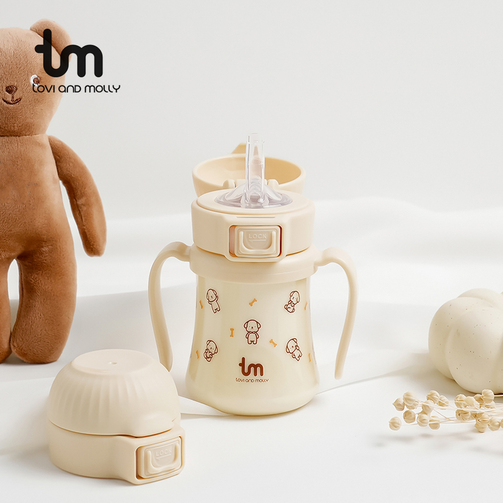 [토비앤몰리] 토비 새지 않는 아기 유아 이유식 자기주도 원터치락 빨대컵 180ml 280ml - 상세 이미지 2