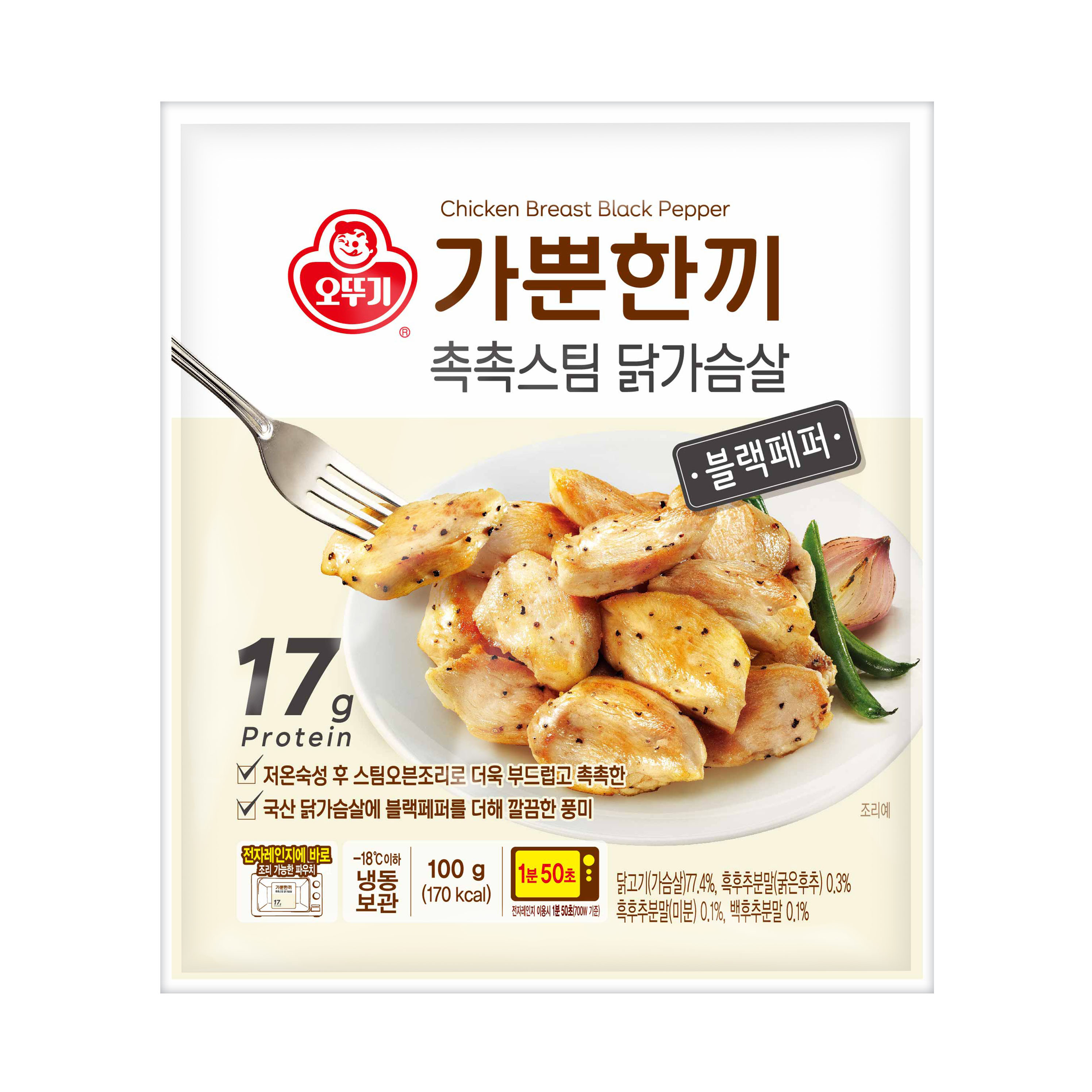 오뚜기 가뿐한끼 촉촉스팀 닭가슴살 블랙페퍼 100g 1개