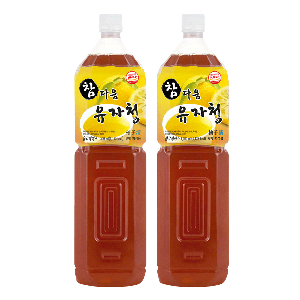 참다음 유자청 농축액 엑기스 청 음료 베이스 1.5L 2개 - 상품 이미지