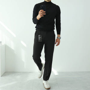 남자 겨울 슬랙스 스판 밴딩 기모 정장바지 남성 바지 9부 10부 착용 후기 | 사이즈/핏 총정리 - 상품 이미지 2