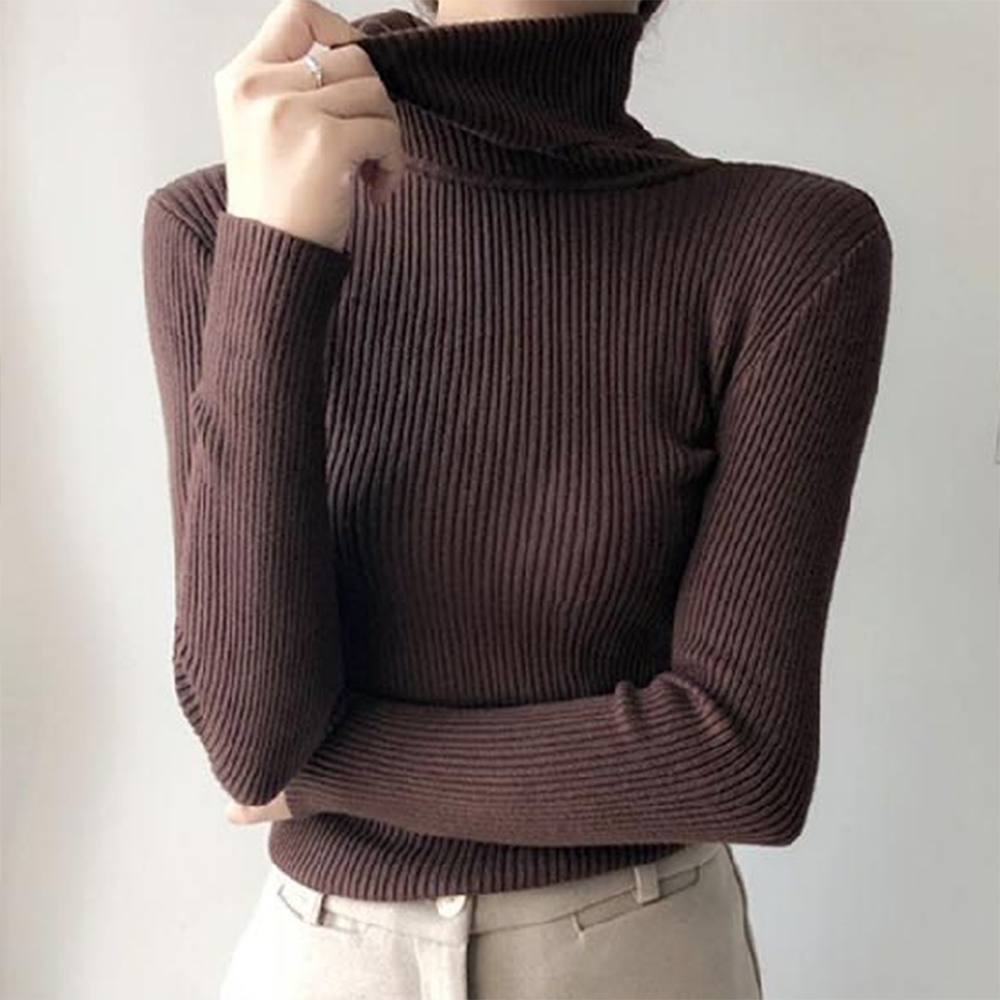 목폴라 여성 목 티 가을 폴라티 티셔츠 겨울 여자 골지 이너 간절기 긴팔 터틀넥 무지 - 상품 이미지