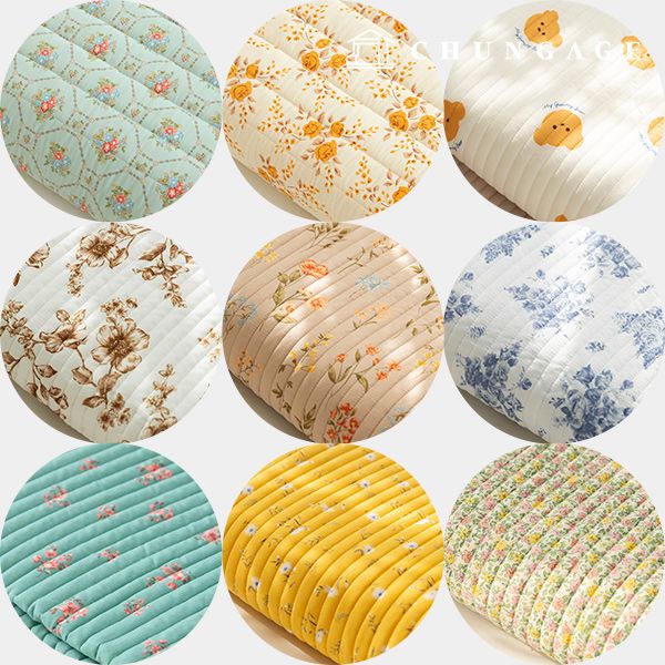 누빔원단 양면 누빔천 줄누빔 꽃무늬 플라워 동물 천 세미 마이크로화이바 11종 반마