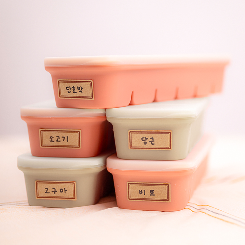 모모빈 블라썸 쏙쏙 실리콘 아기 이유식 큐브 6구 이중밀폐 보관용기 - 상세 이미지 5