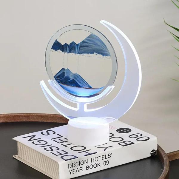 월드영 샌드아트 모래공예 인테리어소품 3D 풍경 이동 모래 예술 테이블 램프 퀵샌드 LED 야간 조명 USB 시계 침대 옆 홈 선물 7 가지 색상... 