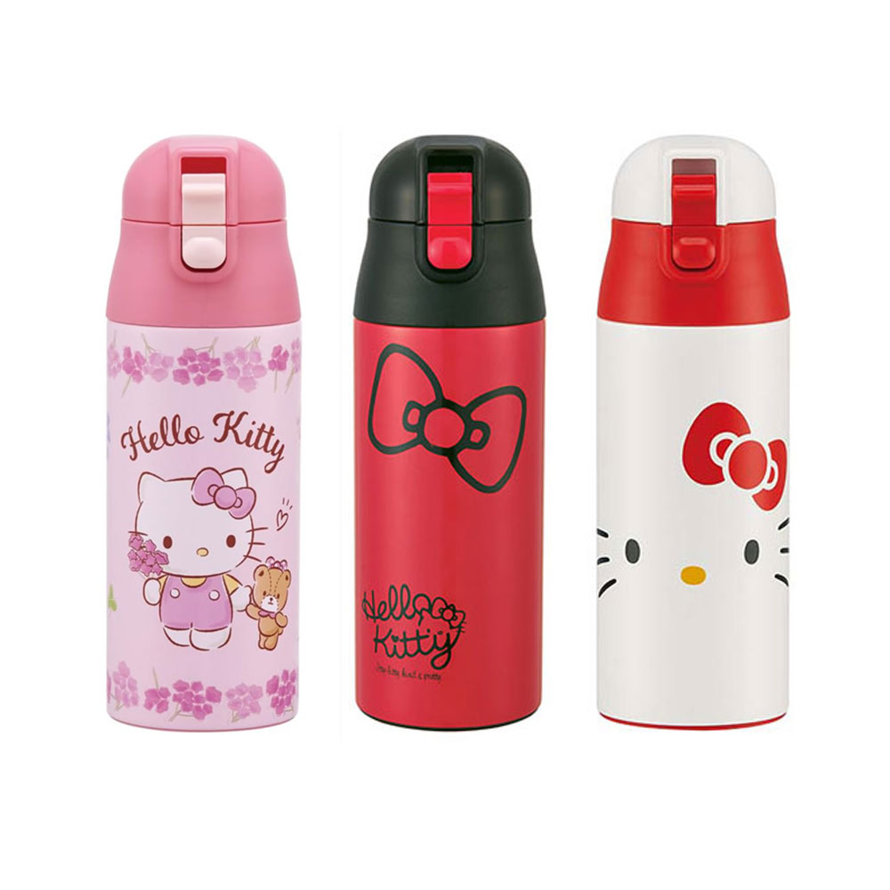 헬로키티 원터치텀블러 360ml 핑크 화이트 레드 보온 보냉 스텐 보틀 - 상품 이미지