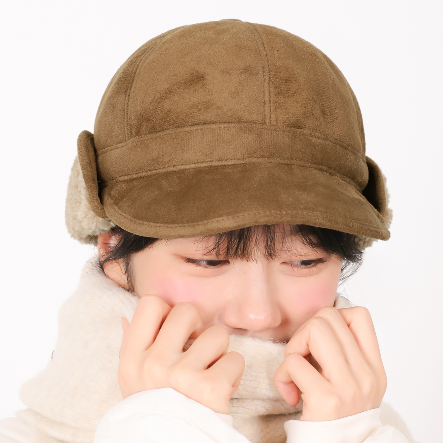 국내생산 기모 안감 스웨이드 귀달이모자 겨울 트래퍼햇 남녀공용 방한 군밤모자 - 상세 이미지 2