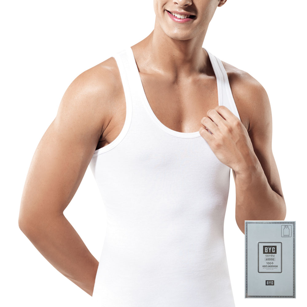BYC 면 100수런닝 남자 민소매 나시 런닝셔츠 메리야스  1매