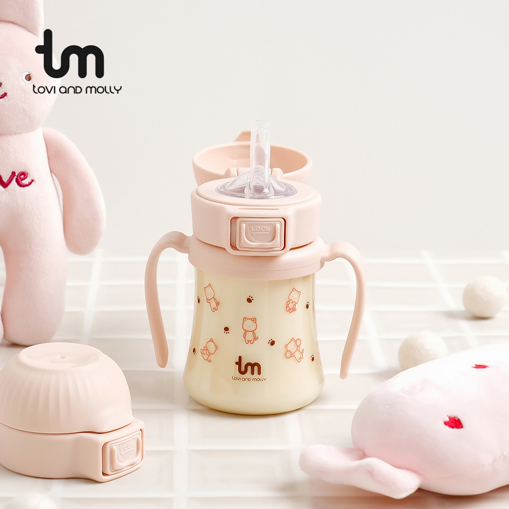 [토비앤몰리] 몰리 새지 않는 아기 유아 이유식 자기주도 원터치락 빨대컵 180ml 280ml - 상세 이미지 2