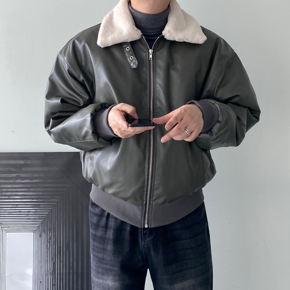 남자가죽자켓 크롭 남자무스탕자켓 - 상세 이미지 5