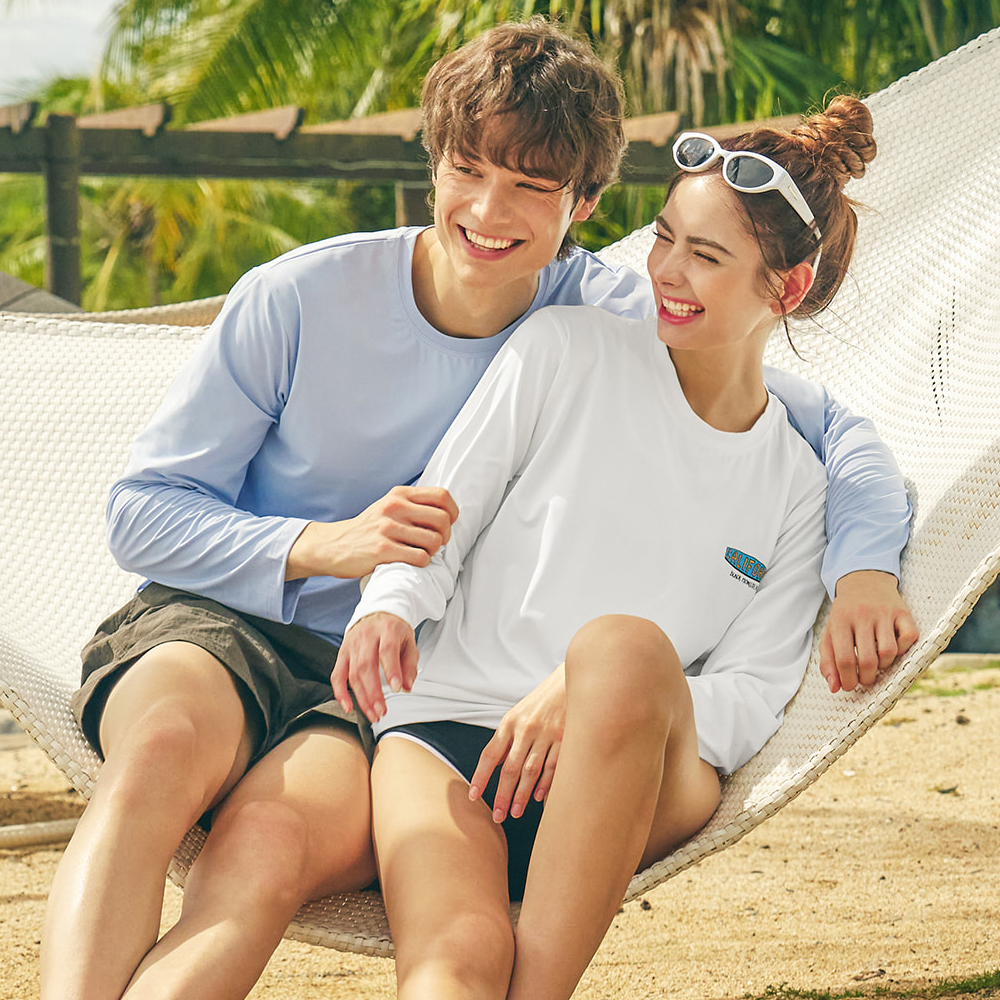 [블랙몬스터핏] 남성 여성 래쉬가드 커플 비치웨어 루즈핏 긴팔 상의 기능성 수영복 티셔츠 이미지 3