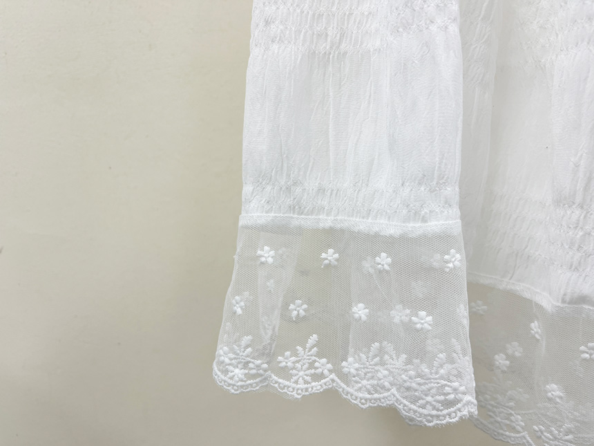 에펠 플라워자수 시스루 펀칭 캉캉 A라인 롱 밴딩 하이웨스트 봄 스커트 (속치마) (2color) 상세 이미지 52