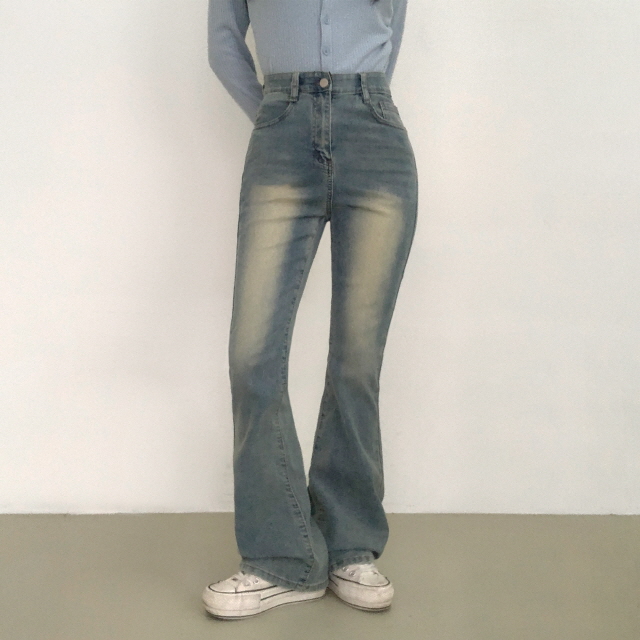 [3단기장/허리밴딩!] 젝스 빈티지 워싱 슬림핏 청바지 하이웨스트 롱 부츠컷 데님 팬츠 상세 이미지 40