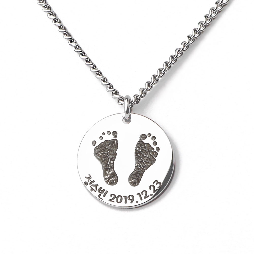 아기 발도장 미아방지 목걸이 써지컬스틸 유아 어린이