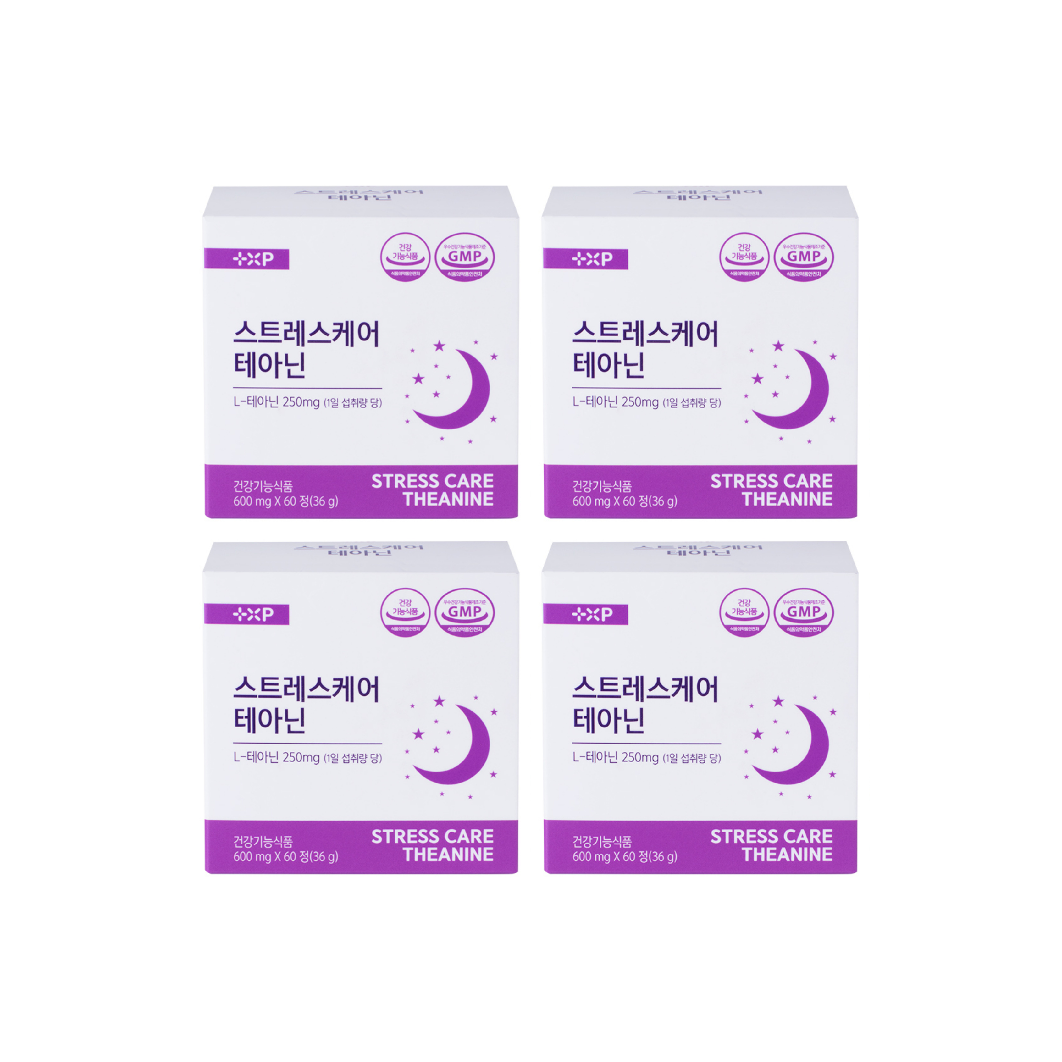 스트레스 케어 테아닌 긴장완화 리프레시 마음건강 마그네슘 B6 B12 60정 x 4개 - 메인 이미지