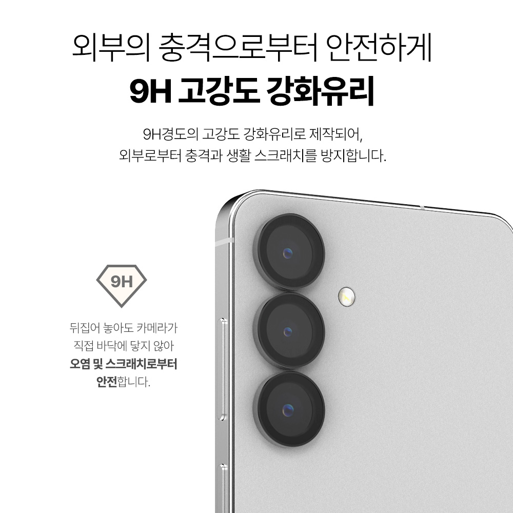 랩씨 카메라 강화유리 렌즈보호필름 빛번짐 방지 메탈링 블랙 갤럭시S25, 2매입 - 상세 이미지 5
