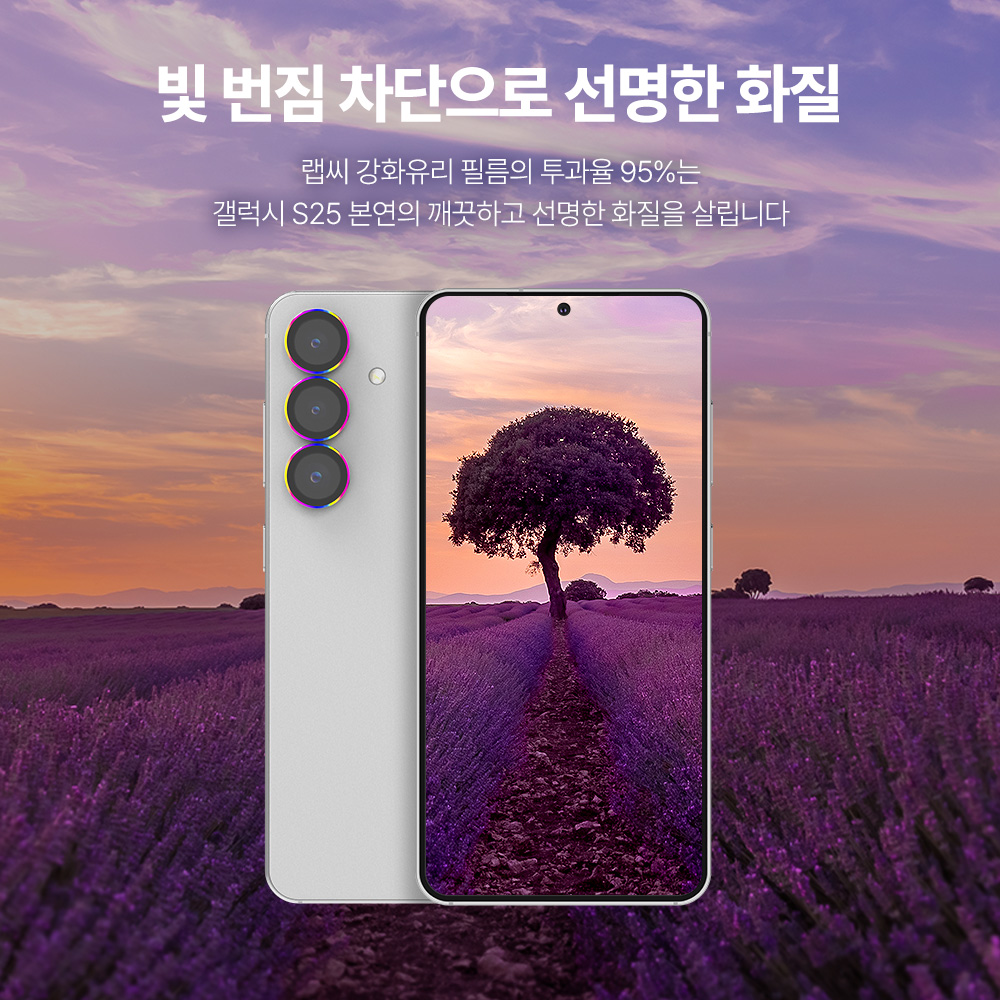 랩씨 카메라 강화유리 렌즈보호필름 빛번짐 방지 메탈링 블랙 갤럭시S25 플러스, 2매입 이미지 6