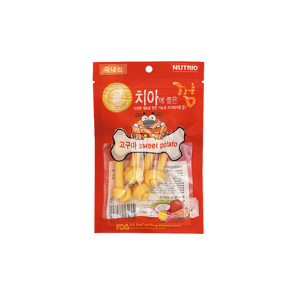 뉴트리오 치아에좋은껌 고구마 강아지 치석껌 대용량 80g 간식 덴탈 치약 - 메인 이미지