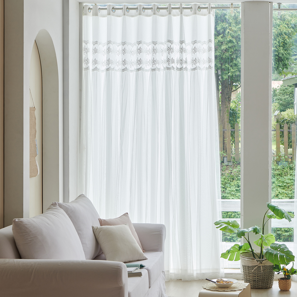 스마트 암막커튼 형상기억 거실 창문 복층 아일렛 핀형 쉬폰 맞춤제작커튼 나비주름75x180