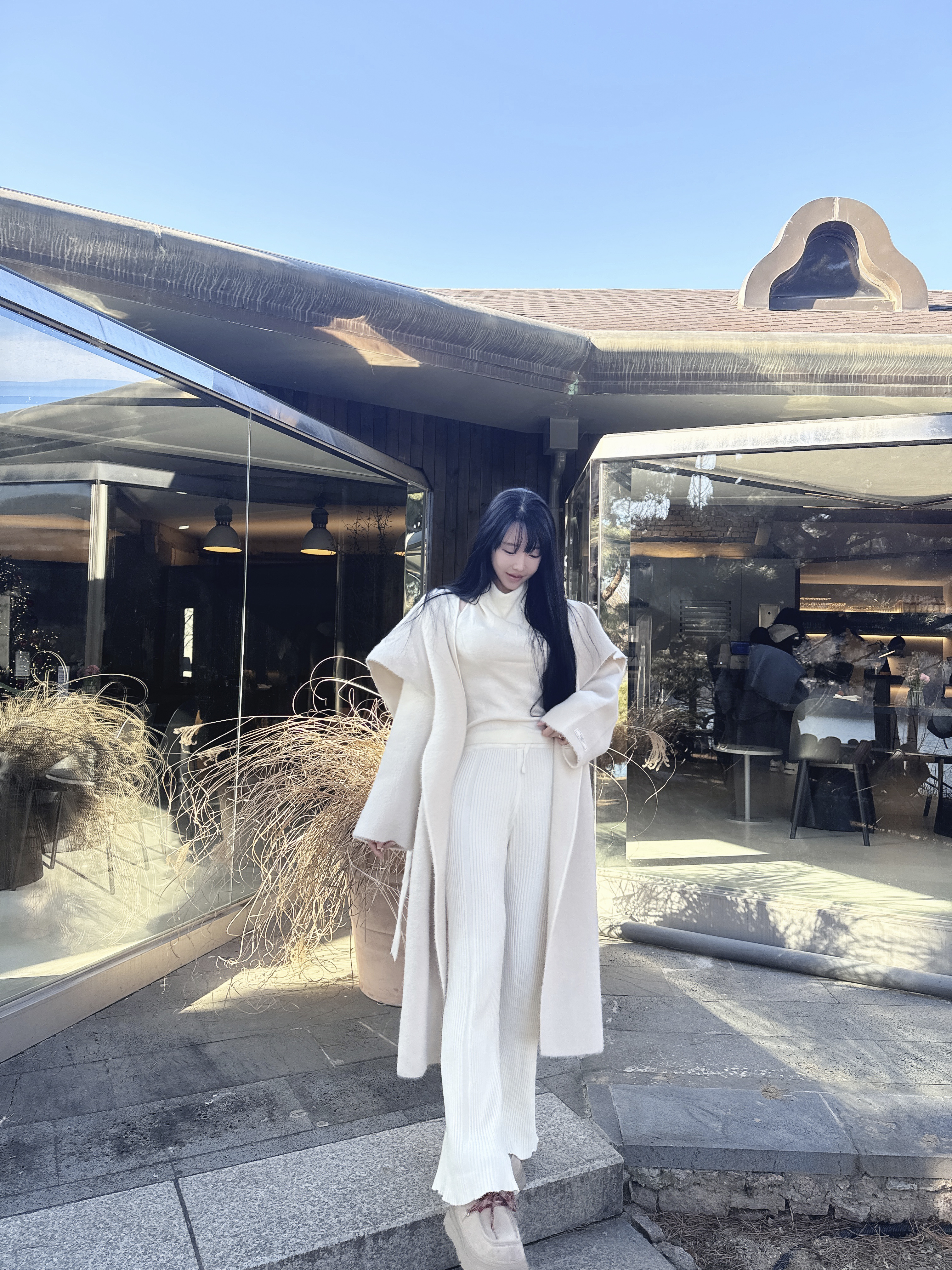 [🤍☁밍크원단/꾸안꾸룩☁] 패치 숄카라 머플러 투웨이 롱 코트 가디건 (수입) 상세 이미지 15