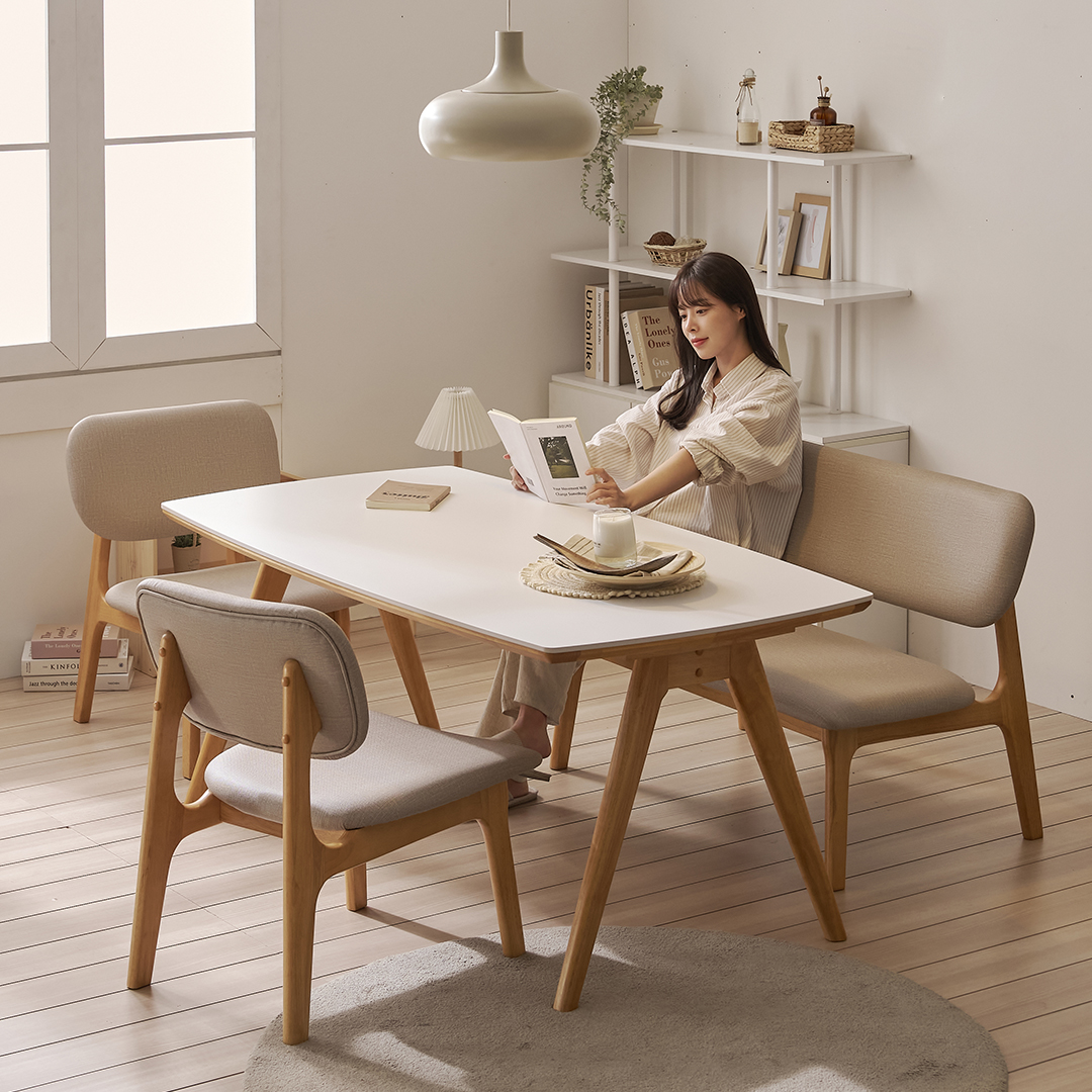 라비나 1400 4인 포세린세라믹 원목 패밀리 낮은식탁 테이블