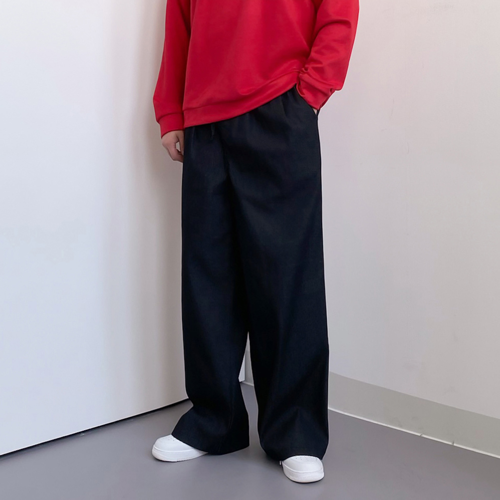 1+1 생지데님 흑청바지 남자밴딩청바지 - 메인 이미지