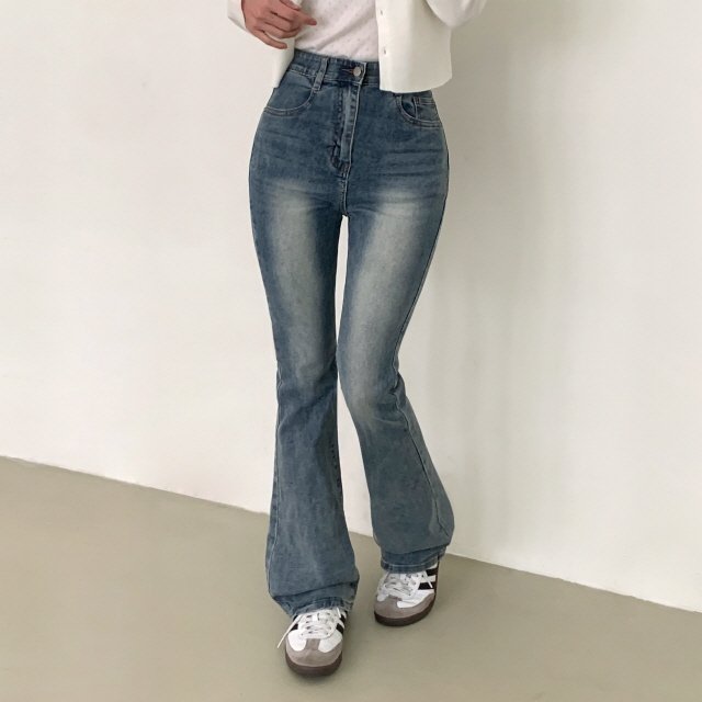 [3단기장/허리밴딩!] 젝스 빈티지 워싱 슬림핏 청바지 하이웨스트 롱 부츠컷 데님 팬츠 상세 이미지 21