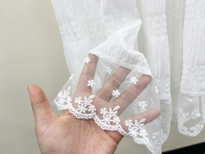 에펠 플라워자수 시스루 펀칭 캉캉 A라인 롱 밴딩 하이웨스트 봄 스커트 (속치마) (2color) 상세 이미지 53