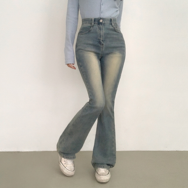 [3단기장/허리밴딩!] 젝스 빈티지 워싱 슬림핏 청바지 하이웨스트 롱 부츠컷 데님 팬츠 상세 이미지 39